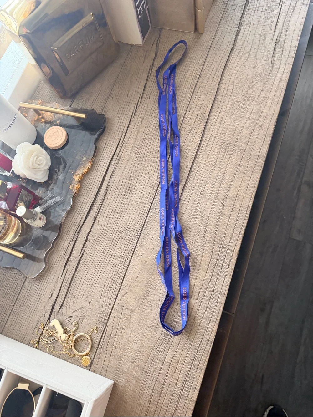 Louis Vuitton Blue Ribbon with Orange Logo - Kids Accessory